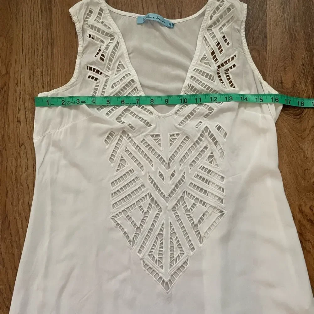 Solitaire white tank swim shirt  Sz‎ M
